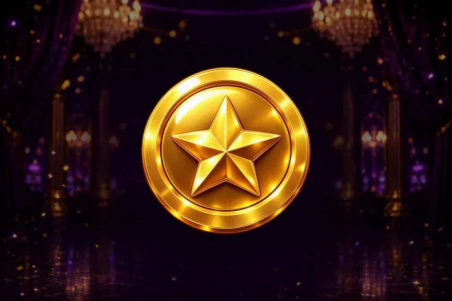 A single golden coin embossed with a star.